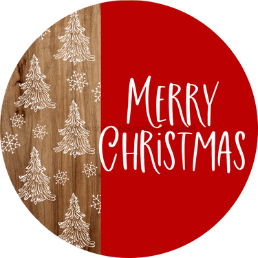 Wreath Sign Christmas Door Hanger Merry Red And White Decoe-2641 For Round 18 Wood